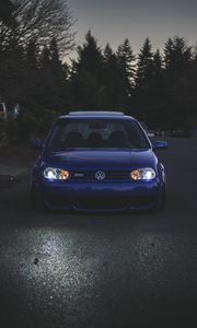 Preview wallpaper volkswagen golf, volkswagen, car, blue, front view