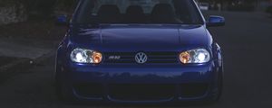 Preview wallpaper volkswagen golf, volkswagen, car, blue, front view