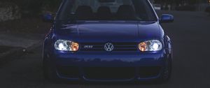 Preview wallpaper volkswagen golf, volkswagen, car, blue, front view