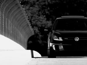 Preview wallpaper volkswagen golf, volkswagen, car, black, front view