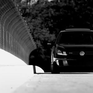 Preview wallpaper volkswagen golf, volkswagen, car, black, front view