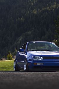 Preview wallpaper volkswagen golf, volkswagen, car, blue, asphalt