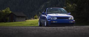 Preview wallpaper volkswagen golf, volkswagen, car, blue, asphalt