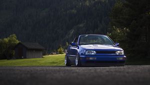 Preview wallpaper volkswagen golf, volkswagen, car, blue, asphalt