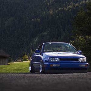 Preview wallpaper volkswagen golf, volkswagen, car, blue, asphalt