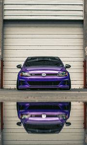 Preview wallpaper volkswagen gti, volkswagen, car, front view, headlights, purple