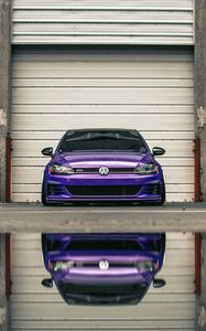 Preview wallpaper volkswagen gti, volkswagen, car, front view, headlights, purple