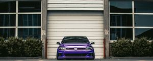 Preview wallpaper volkswagen gti, volkswagen, car, front view, headlights, purple