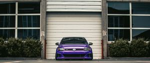 Preview wallpaper volkswagen gti, volkswagen, car, front view, headlights, purple