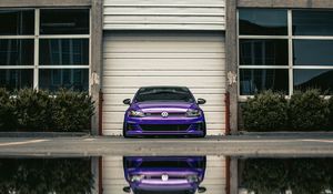 Preview wallpaper volkswagen gti, volkswagen, car, front view, headlights, purple