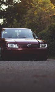 Preview wallpaper volkswagen jetta, volkswagen, car, red, front view