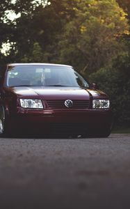 Preview wallpaper volkswagen jetta, volkswagen, car, red, front view