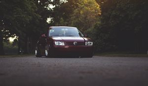 Preview wallpaper volkswagen jetta, volkswagen, car, red, front view