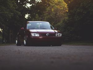 Preview wallpaper volkswagen jetta, volkswagen, car, red, front view