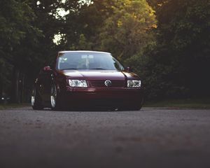 Preview wallpaper volkswagen jetta, volkswagen, car, red, front view