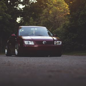 Preview wallpaper volkswagen jetta, volkswagen, car, red, front view