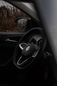 Preview wallpaper volkswagen, steering wheel, car, black