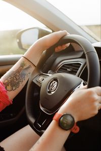 Preview wallpaper volkswagen, steering wheel, hands, salon, car