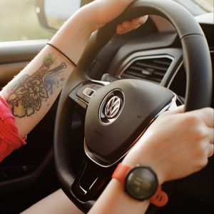 Preview wallpaper volkswagen, steering wheel, hands, salon, car
