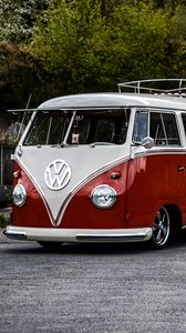 Preview wallpaper volkswagen t1, bus, minivan, red