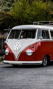 Preview wallpaper volkswagen t1, bus, minivan, red