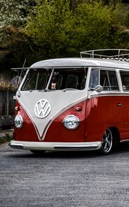 Preview wallpaper volkswagen t1, bus, minivan, red