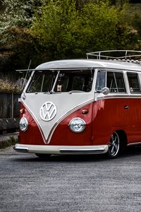 Preview wallpaper volkswagen t1, bus, minivan, red