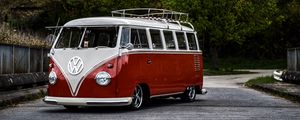 Preview wallpaper volkswagen t1, bus, minivan, red