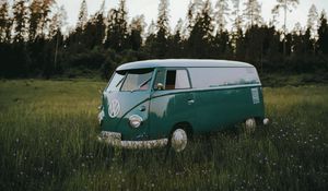 Preview wallpaper volkswagen t1, volkswagen, car, field, grass