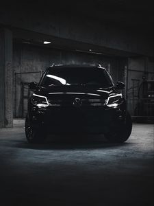 Preview wallpaper volkswagen tiguan, volkswagen, car, black, dark, suv