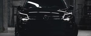 Preview wallpaper volkswagen tiguan, volkswagen, car, black, dark, suv