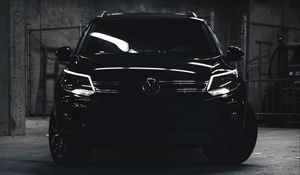 Preview wallpaper volkswagen tiguan, volkswagen, car, black, dark, suv