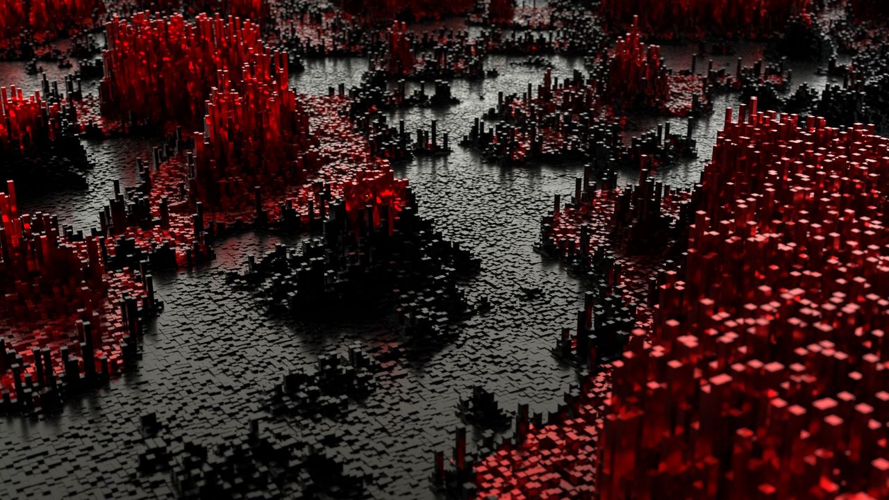 Wallpaper volume, pixels, 3d, red