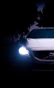 Preview wallpaper volvo v40, volvo, headlights, light, front view, night