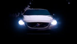 Preview wallpaper volvo v40, volvo, headlights, light, front view, night