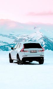 Preview wallpaper volvo xc60, volvo, car, suv, white, snow, mountains