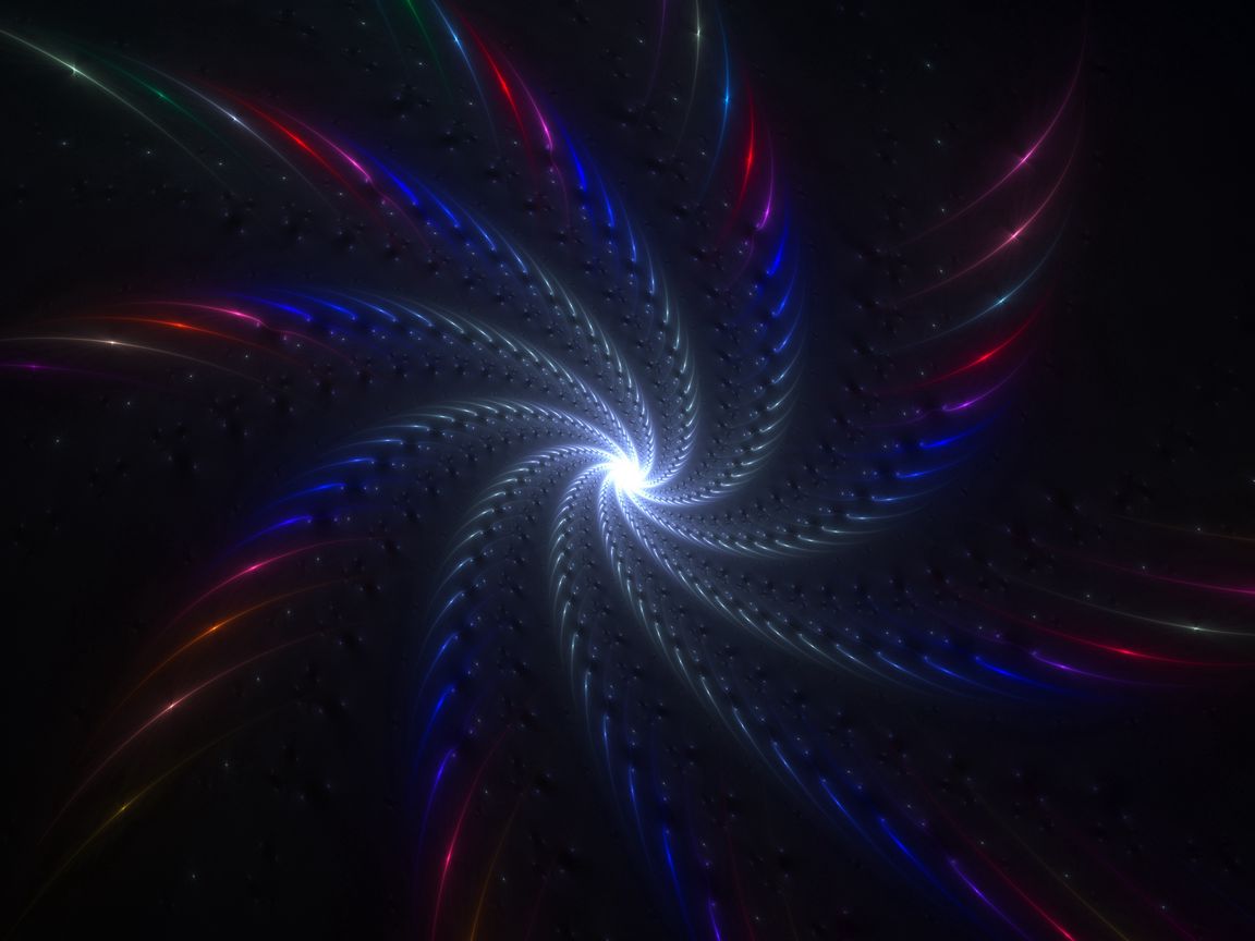 1152x864 Wallpaper vortex, glow, multicolored, twisted, fractal, scattering