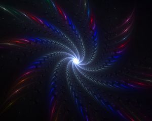 Preview wallpaper vortex, glow, multicolored, twisted, fractal, scattering