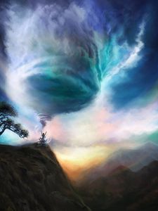 Preview wallpaper vortex, magic, art, hills, sky