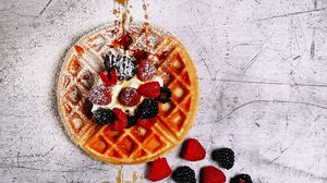Preview wallpaper waffle, berries, dessert