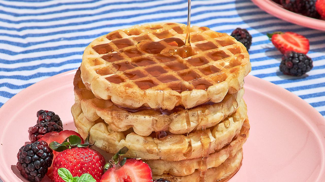 Wallpaper waffles, berries, honey, breakfast, dessert