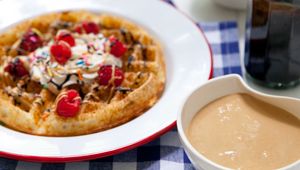 Preview wallpaper waffles, pastries, sprinkles, plate, dessert