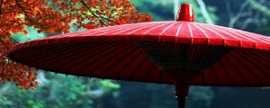 Preview wallpaper wagasa, japanese umbrella, leaves, autumn