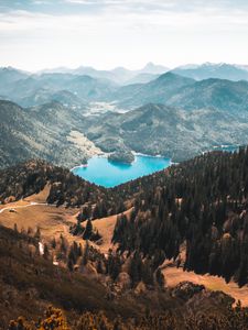 Preview wallpaper walchensee, mountains, lake, kochel, germany