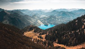 Preview wallpaper walchensee, mountains, lake, kochel, germany