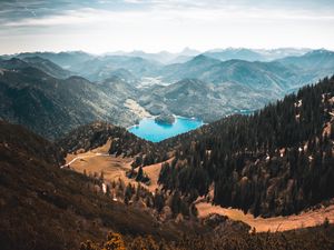 Preview wallpaper walchensee, mountains, lake, kochel, germany