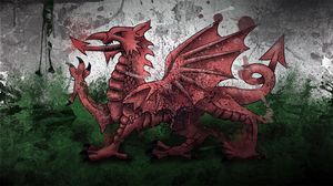 Preview wallpaper wales, dragon, symbol, flag, paints, stains, texture