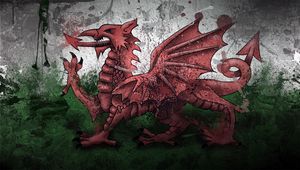 Preview wallpaper wales, dragon, symbol, flag, paints, stains, texture