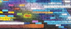 Preview wallpaper wall, brick, colorful, paint, street art, graffiti