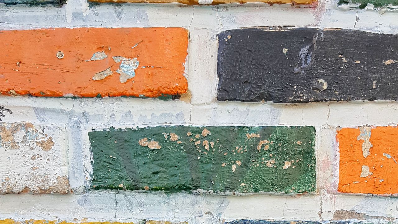 Wallpaper wall, brick, colorful, texture, surface